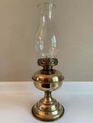 Vintage Brass Hurricane Kerosene Oil Lamp Large - 16”