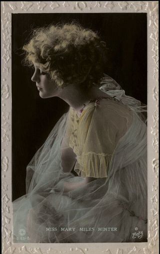 Vintage 1910s English Real Photo Postcard Colored Rppc Tragic Mary Miles Minter