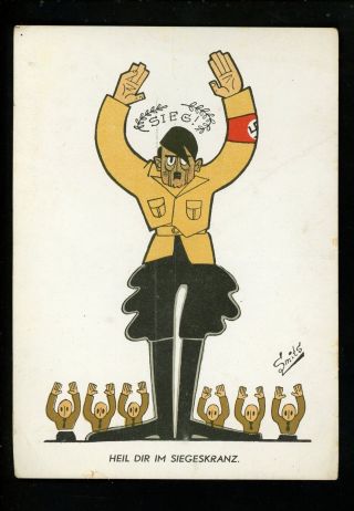 Military Comic Postcard Wwii Anti - Nazi Propaganda Adolph Hitler Artist Smits