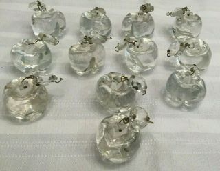 (12) Vintage Czech Clear Glass " Apple " Crystals,  5/8 " Octagonal Prisms