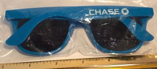 Chase Bank Blue Plastic Sunglasses With Logo In Plastic Packaging