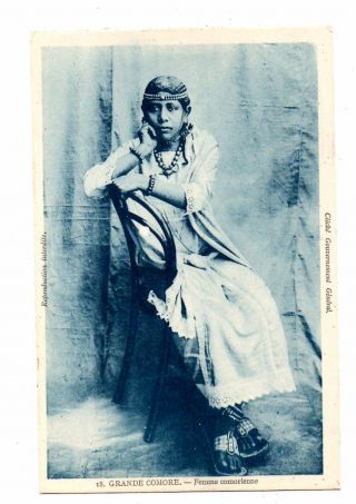 Comoros Islands,  Africa Grande Comore Woman,  Coiffure,  Jewelry C.  1904 - 14