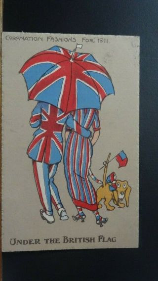 Reg Carter Comic Postcard: Coronation For 1911,  Dachshund & British Flag Theme