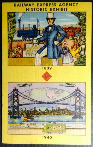 Postcard Railway Express Agency Historic Exhibit Golden Gate Exposition