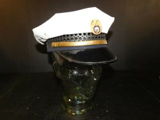 Vintage Bpoe Elks Lodge Police Captain Hat Uniform Cap Fraternity Gold Pin Badge