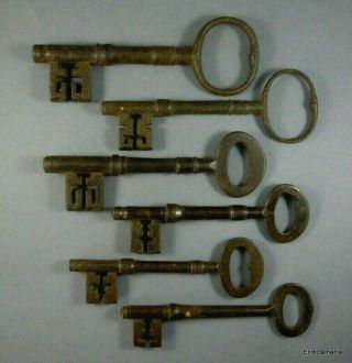 6 X Large Antique Iron Keys