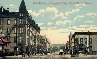 Broad St.  Looking West From P&r Rr Station Tamaqua Pa Pennsylvania