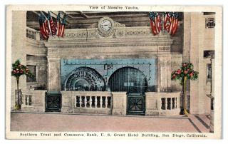 Southern Trust & Commerce Bank Vaults,  Us Grant Hotel San Diego,  Ca Postcard 4w