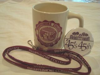 Swarthmore College Vintage Mug,  Lanyard,  And 45th Class Reunion Pin
