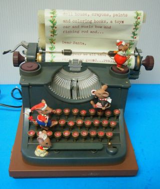 Enesco Animated Small World Of Music Box Mice Typewriter Preowend