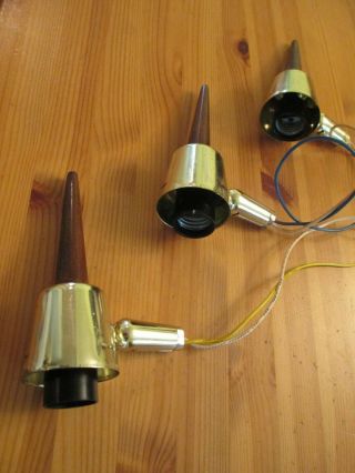 Tension Pole Lamp Mid Century Atomic - Sockets,  Switch And Walnut Finials - Parts.