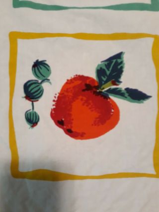 Vintage WILENDUR Tablecloth 1940 ' S Cherries Grapes Peaches Fruit with LABEL 3