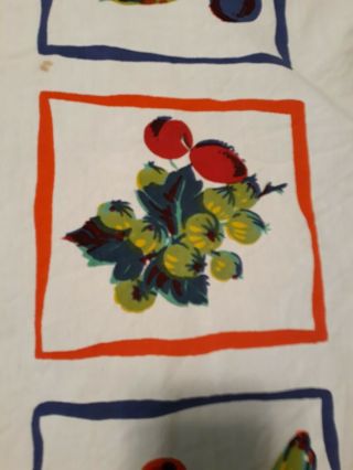 Vintage WILENDUR Tablecloth 1940 ' S Cherries Grapes Peaches Fruit with LABEL 8
