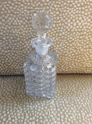 Vintage Hobnail Square Decanter With Stopper 6.  5”