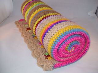 Vintage Handmade Crocheted Lap Blanket Throw Afghan 61 " X 36 " Multi - Color