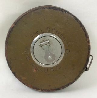 The L.  S.  Starrett Co.  No.  510 50 Ft Steel Tape Measure Brown Leather Case Usa