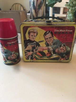 1966 The Man From U.  N.  C.  L.  E.  Vintage Metal Lunch Box W/ Thermos (king - Seeley)