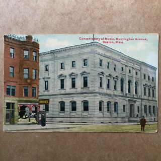 Music Vintage Postcard Conservatory Of Music,  Boston,  Massachusetts Ma