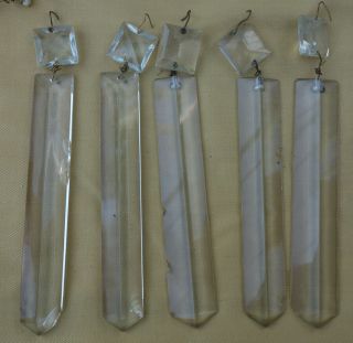 5 Asis Antique Vintage Crystal Glass Gothic Prism Sconce Lamp Part Luster Kerose