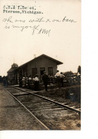 Rppc Grand Rapids & Indiana Railroad Pierson Michigan Train Depot 921