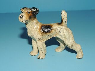 Antique Authentic Small Hubley Cast Iron Fox Terrier Doorstop Paint