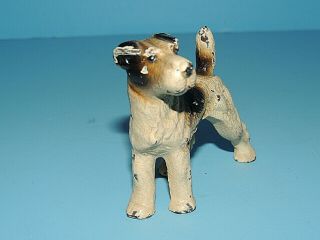 Antique Authentic Small Hubley Cast Iron Fox Terrier Doorstop Paint 2