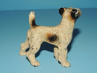 Antique Authentic Small Hubley Cast Iron Fox Terrier Doorstop Paint 3