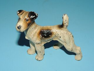 Antique Authentic Small Hubley Cast Iron Fox Terrier Doorstop Paint 5