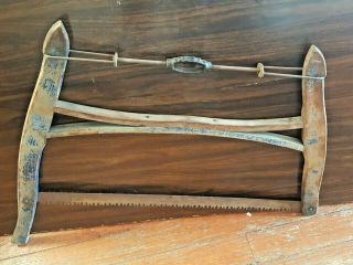 Antique Vintage Wood Crosscut Buck Bow Saw 28” Blade Hardware (1)