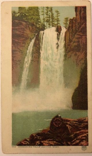Old Postcard 254 Snoqualmie Falls,  Seattle Washington - Postmarked 1908