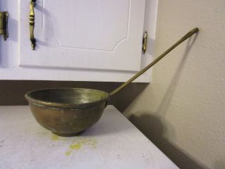Antique / Vintage Copper Ladle / Dipper With Brass Handle 6 " Bowl Estate Find