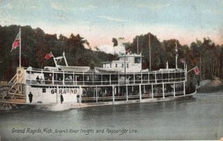 Postcard Grand River Freight & Passenger Line In Grand Rapids,  Michigan 118447