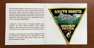 Sd - South Dakota Highway Patrol Authentic,  Duty Worn,  Issued Patch With Folder