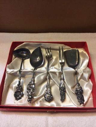 Vintage Reed And Barton Silver Plated Condiment Utility Set