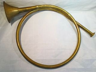 Vintage Brass Fox Hunting Horn Bugle 12” W/ 4” Bell Display