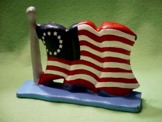Canadian Cast Iron 13 Star United States Flag Doorstop / Bookend / Shelf Sitter.