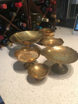 Brass Compote Pedestal Centerpiece Bowls - Quantity 6