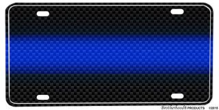 Law Enforcement Thin Blue Line Carbon Fiber Design Aluminum License Plate