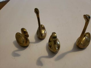 Vintage Collective Brass Swan Geese Set Of Four Geese Bird Duo Mid Century