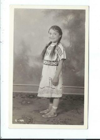 Real Photo Postcard Post Card Browning Montana Mont Mt Indian Girl