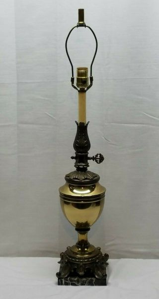 Vintage Brass Hollywood Regency Stiffel Urn Solid Brass Table Desk Accent Lamp