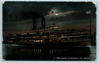 Postcard Mi Detroit Steamer Tashmoo White Star Line Ship Flats Resorts 1911 U03