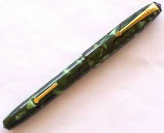 Conway Stewart No.  14 (long) Fountain Pen,  Green Marbled 1952 - 63