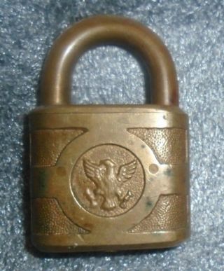 Old Solid Brass Eagle Padlock No Key