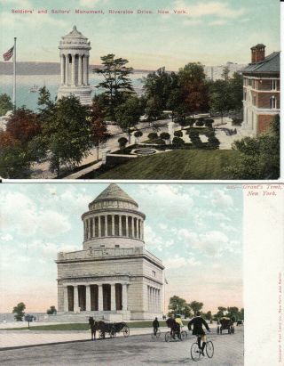 York City 2 Old Postcards Soldiers Sailors Monument And Grants Tomb