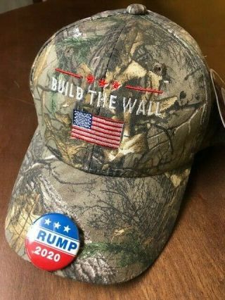 Build The Wall Realtree Xtra Maga Cap Flag With Trump 2020 Pin