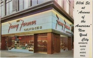 1950s York City Adv Fanny Farmer Candies 50th St At 6th Ave Opp Radio City