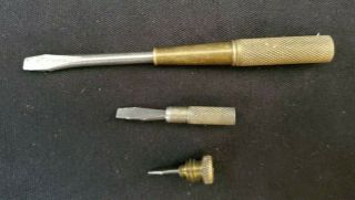 Vintage Brass Nesting Screwdriver Standard Tool 3 In 1 Hand Tool Collectors