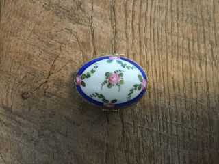 Limoges Porcelain Egg shaped Trinket box SIGNED Oval Peint Main 2