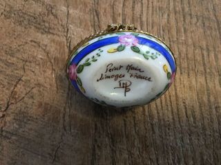 Limoges Porcelain Egg shaped Trinket box SIGNED Oval Peint Main 4